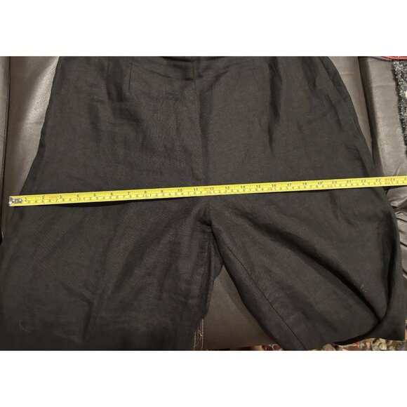 Talbots Pants Womens Size 12 Black 100% Linen Trousers Wide Leg Signature - Picture 6 of 7
